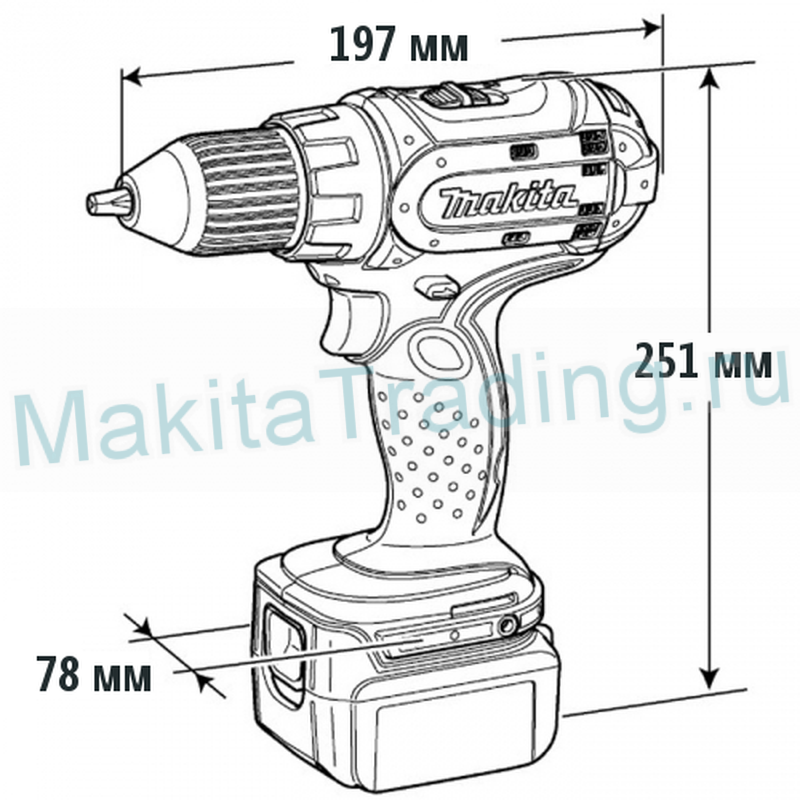размеры шуруповерта makita bdf452
