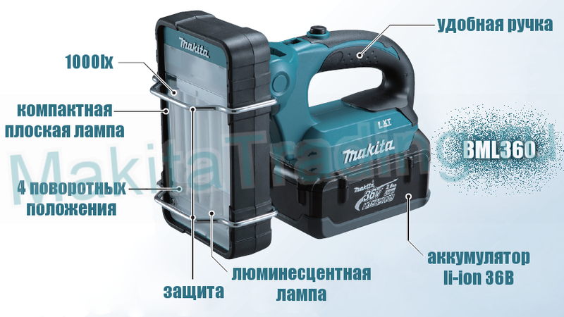 свойства аккумуляторного фонаря макита bml360