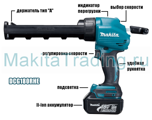 описание пистолета макита dcg180rhe